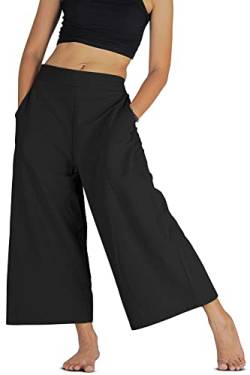 Your Cozy Damen Palazzo Casual Lose Elastische Taille Baumwollhose Weites Bein Hose Weich und Bequem (Schwarz_S) von Your Cozy