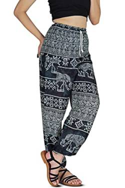 Your Cozy Harem Pants Womens Plus Bohemian Yoga Elephant Beach Lässig Bedruckte Kordelzughose (Elephant Aegean M) von Your Cozy