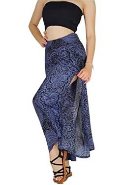 Your Cozy Harem Pants Yoga for Women Palazzo Beach Wear Wide Leg Boho Hippie Bohemian Aladdin Genie (Navy Sunflower_L) von Your Cozy