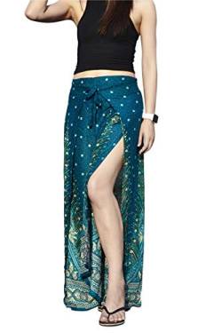 Your Cozy Women's Wide Leg Palazzo Pants for Yoga Lounge Hippie Harem Flowy Trousers Adjustable Waist Size 27-35 Inch. (Green Peacock) von Your Cozy