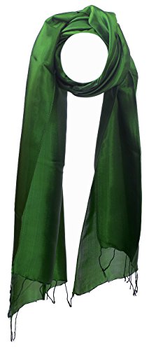 YSS Seidenschal 1 A Qualität Made in Thailand Einfarbig (30x163cm, Tannengrün) von Your Silk Shop