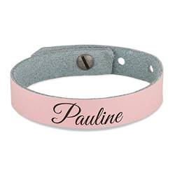 Yoursurprise Lederarmband mit gravur - Lederarmband personalisiert mit Namen für Frauen (Rosa) von Yoursurprise