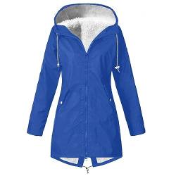 Atmungsaktiv Wasserdicht Regenmantel Regenjacke Gefüttert Damen Hoodie Lang Fahrrad Übergangsjacke Softshelljacke Trekking Damenjacke Funktionsmäntel Taschen Outdoor Frühling Trenchcoat Jacken Frauen von Yourumao