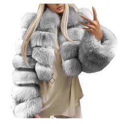 Damen Kunstpelz Warme Winterjacke Kunstfell Plüschjacke Felljacke Flauschige Dicker Faux Pelzmantel Wintermantel Outwear Elegant Sexy Pelzjacke Strickjacke Parka Kurze Reißverschluss Fellmantel Coats von Yourumao