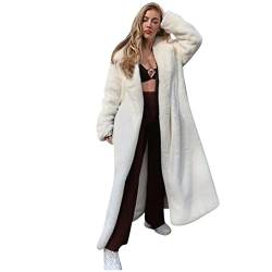 Dicker Plüschjacke Faux Pelzmantel Flauschige Felljacke Kunstfell Kunstpelz Warme Winterjacke Damen Pelzig Offene Vorder Parka Langer Revers Cardigan Fellmantel Outwear Elegant Wintermantel Pelzjacke von Yourumao