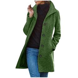 Elegant Übergangsjacke Warm Wintermantel Herbstjacke Damen Wollmantel Trenchcoat Lang Winterjacke, Fashion Steppjacke Overcoat Wolljacke Einfarbig Blazer Freizeitmantel Windjacke Slim Outwear Mantel von Yourumao