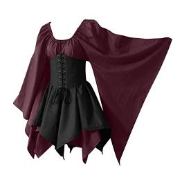 Halloween Kostüm für Damen Vintage Unregelmäßiges Kleid Sexy Schmetterlingsärmeln Korsettkleid Schwarz Viktorianisches Kleid Ballkleid Mittelalter Renaissance Kleidung Motto Party Cosplay Kleider von Yourumao