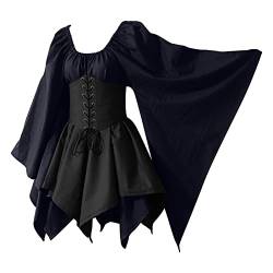 Halloween Kostüm für Damen Vintage Unregelmäßiges Kleid Sexy Schmetterlingsärmeln Korsettkleid Schwarz Viktorianisches Kleid Ballkleid Mittelalter Renaissance Kleidung Motto Party Cosplay Kleider von Yourumao