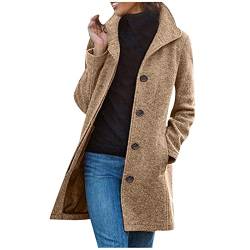 Herbstjacke Warm Elegant Wintermantel Übergangsjacke Wollmantel Damen Trenchcoat Lang Winterjacke Dufflecoat Klassische Wolljacke Fashion Overcoat Freizeitmantel Blazer Jacken Sportlich Outwear von Yourumao