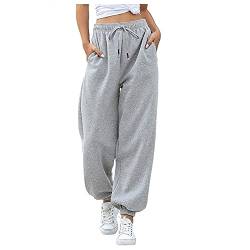 Jogginghose Damen Lang Sporthose Baggy Stoffhose Chino Hose Fitness Yogahose Workout Track Pants Locker Joggpants Schlupfhose High Waist Trainingshose Basic Freizeithosen Activewear für Frauen von Yourumao