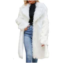 Kunstfell Kunstpelz Warme Winterjacke Damen Flauschige Faux Pelzmantel Plüschjacke Dicker Felljacke Pelzjacke Wintermantel Langarm Outwear Elegant Fellmantel Umlegekragen Lang Strickjacke Parka von Yourumao