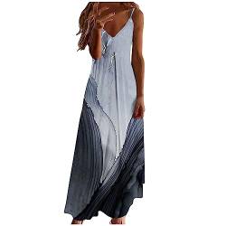 Sommerkleid Damen Elegantes Abendkleid für Hochzeit Boho Strandkleid Langes Maxikleid Sommer Abschlusskleid Party Ballkleid Fashion Blumenmuster Cocktailkleid Sexy V-Ausschnitt Urlaubs Hawaii Kleider von Yourumao