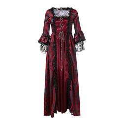 Vintage Mittelalterliches Kleid Damen Ballkleid Rokoko Kleid Sexy Hofstil Viktorianisches Kleid Abendkleid Halloween Court Cosplay Kostüme Wein XXXL von Yourumao