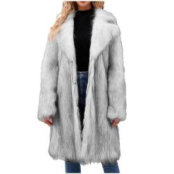 Warme Winterjacke Kunstpelz Kunstfell Damen Felljacke Flauschige Faux Pelzmantel Plüschjacke Dicker Strickjacke Umlegekragen Lang Fellmantel Parka Festlich Pelzjacke Outwear Wintermantel Elegant von Yourumao