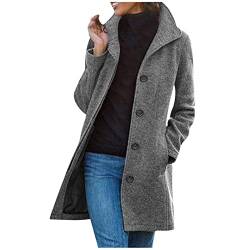 Winterjacke Lang Damen Wollmantel Trenchcoat Elegant Übergangsjacke Wintermantel Warm Herbstjacke Wolljacke Overcoat Einfarbig Fashion Dufflecoat Freizeitmantel Slim Windjacke Blazer Outwear Oversize von Yourumao