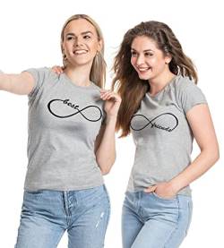 Best Friends T-Shirts Damen Beste Freunde Shirt - 1x Friends Logo Grau S von Youth Designz