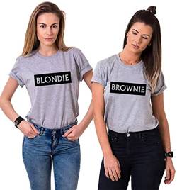 Best Friends T-Shirts Damen Blondie Brownie Shirt BFF - 1x Blondie Grau XS von Youth Designz