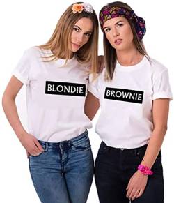 Best Friends T-Shirts Damen Blondie Brownie Shirt BFF - 1x Blondie Weiß L von Youth Designz