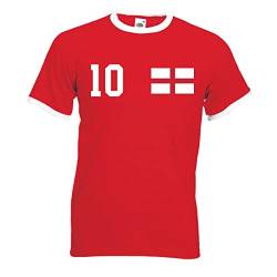 Herren T-Shirt Trikot England mit Wunschname + Nummer - Rot M von Youth Designz