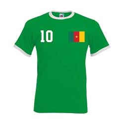 Herren T-Shirt Trikot Kamerun mit Wunschname + Nummer - Grün XL von Youth Designz
