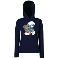 Youth Designz Kapuzenpullover Baby Schlumpf Damen Hoodie Pullover mit modischem Print von Youth Designz