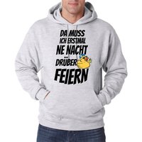 Youth Designz Kapuzenpullover DA MUSS ICH ERSTMAL NE NACHT DRÜBER FEIERN Herren Hoodie Pullover mit Trendigem Party Frontdruck von Youth Designz