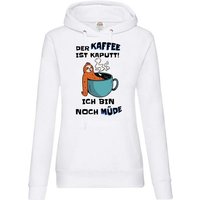 Youth Designz Kapuzenpullover DER KAFFEE IST KAPUTT! ICH BIN NOCH MÜDE Damen Hoodie mit Trendigem Frontdruck von Youth Designz