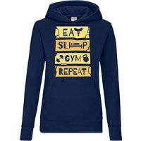 Youth Designz Kapuzenpullover Eat Sleep Gym Repeat Damen Hoodie Pullover mit Trendigem Fitness Frontdruck von Youth Designz