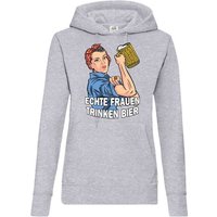 Youth Designz Kapuzenpullover Echte Frauen Trinken Bier Damen Hoodie Pullover mit lustigem Vintage Frontprint von Youth Designz