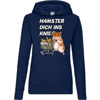 Youth Designz Kapuzenpullover HAMSTER DICH INS KNIE Damen Hoodie Pullover mit lustigem Hamster Frontprint von Youth Designz