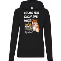 Youth Designz Kapuzenpullover HAMSTER DICH INS KNIE Damen Hoodie Pullover mit lustigem Hamster Frontprint von Youth Designz