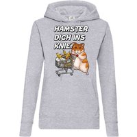 Youth Designz Kapuzenpullover HAMSTER DICH INS KNIE Damen Hoodie Pullover mit lustigem Hamster Frontprint von Youth Designz