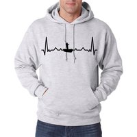 Youth Designz Kapuzenpullover Heartbeat Angeln Herren Hoodie Pullover mit Trendigem Angler Frontdruck von Youth Designz