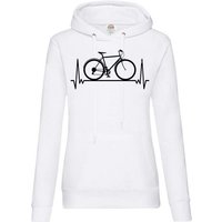 Youth Designz Kapuzenpullover Heartbeat Fahrrad Damen Hoodie Pullover mit Trendigem Bike Frontdruck von Youth Designz