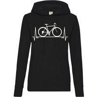 Youth Designz Kapuzenpullover Heartbeat Fahrrad Damen Hoodie Pullover mit Trendigem Bike Frontdruck von Youth Designz