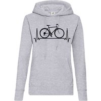 Youth Designz Kapuzenpullover Heartbeat Fahrrad Damen Hoodie Pullover mit Trendigem Bike Frontdruck von Youth Designz