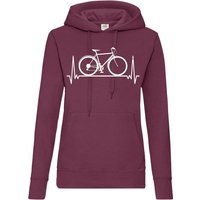 Youth Designz Kapuzenpullover Heartbeat Fahrrad Damen Hoodie Pullover mit Trendigem Bike Frontdruck von Youth Designz