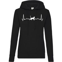 Youth Designz Kapuzenpullover Heartbeat Katze Damen Hoodie Pullover mit trendigem Frontprint von Youth Designz