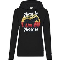 Youth Designz Kapuzenpullover Home Is Where My Horse Is Damen Hoodie Pullover mit trendigem Frontprint von Youth Designz