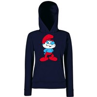 Youth Designz Kapuzenpullover Papa Schlumpf Damen Hoodie Pullover mit modischem Logo Aufdruck von Youth Designz