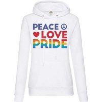 Youth Designz Kapuzenpullover Peace Love Pride Damen Hoodie Pullover mit modischem Spruch und Frontdruck von Youth Designz
