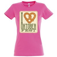 Youth Designz Print-Shirt I LOVE OKTOBERFEST Damen T-Shirt mit Fun-Look Brezel Aufdruck und Spruch von Youth Designz