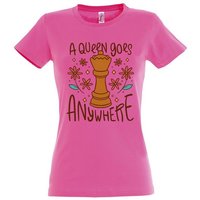 Youth Designz T-Shirt "A Queen Goes Anywhere" Damen Shirt mit trendigem Frontprint von Youth Designz