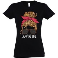 Youth Designz T-Shirt Camping Life Damen Shirt mit trendigem Frontprint von Youth Designz