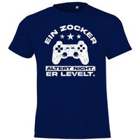 Youth Designz T-Shirt Ein Zocker altert nicht, er LEVELT! Kinder Shirt mit Controller Frontprint von Youth Designz