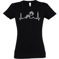 Youth Designz T-Shirt Heartbeat Hundepfoten Damen Shirt mit trendigem Frontprint von Youth Designz