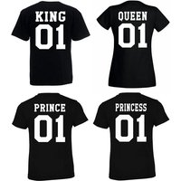 Youth Designz T-Shirt King Queen Prince Princess Herren Damen Kinder T-Shirt Set (1-tlg) mit Rückenprint, trendiger Spruch von Youth Designz