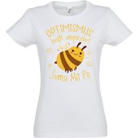 Youth Designz T-Shirt Optimismus heißt umgekehrt Sumsi Mit Po Damen Shirt Mit modischem Print von Youth Designz