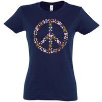 Youth Designz T-Shirt Peace Flowers Damen Shirt mit Trendigem Retro Look von Youth Designz