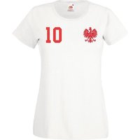 Youth Designz T-Shirt Polen Damen T-Shirt im Fußball Trikot Look mit trendigem Motiv von Youth Designz
